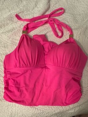 Hot Pink Halter One Piece Swimsuit